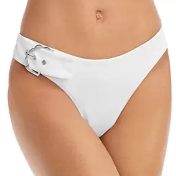 Revel Rey Iridescent White Hayes Belted Bikini Bottom Sz M NWT - Picture 1 of 10